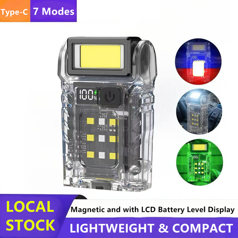 USB Rechargeable LED Flashlight Camping Hiking 7-Modes FlashLight Mini Emergency Work Light