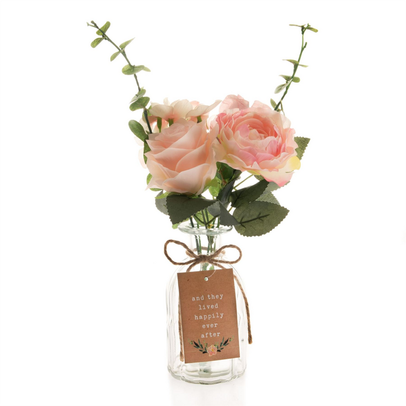 Love Story Flower in Jar with Tag Large