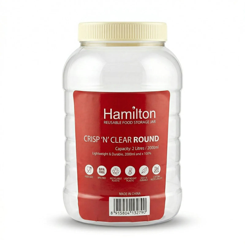 Round Pet Jar 2000Ml Transparent Storage Container