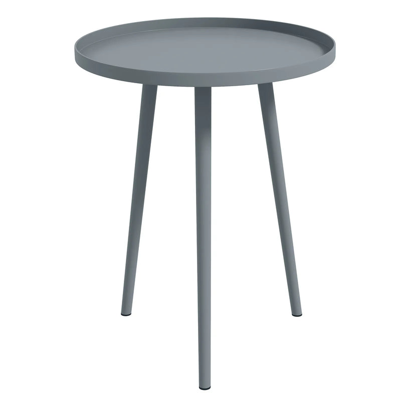 Outsunny Round Garden Coffee Table, Outdoor Side Table with Rounded Steel Edge, Ø40 x 50H cm, Grey