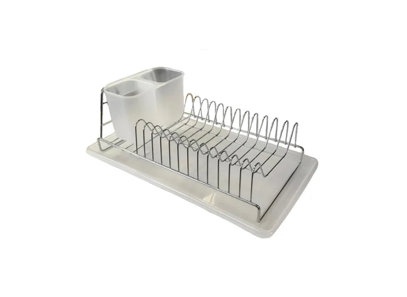 Plastic And Metal Dish Drainer Rack With Drip Tray