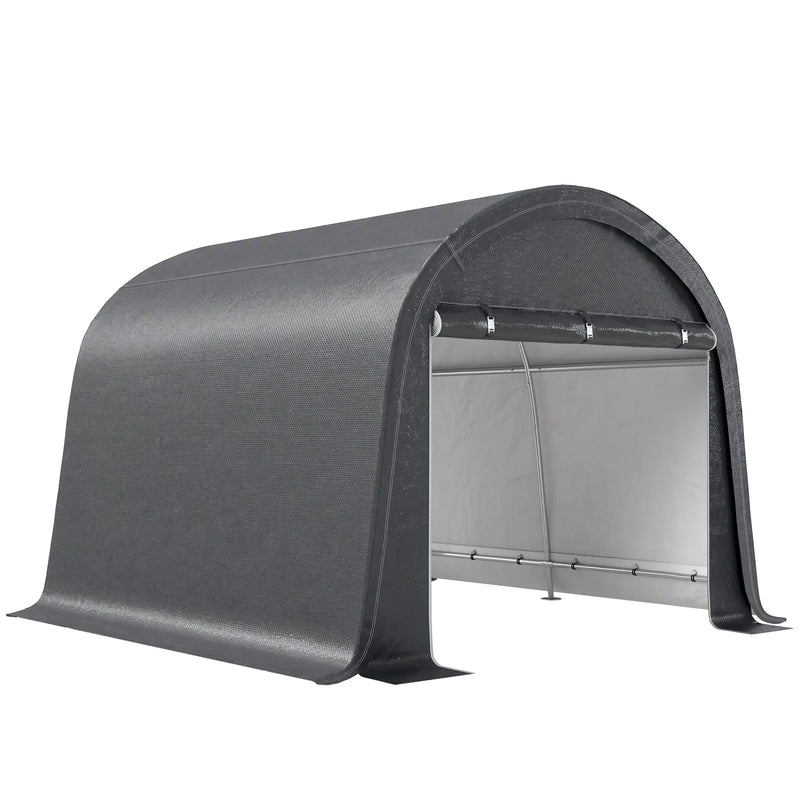 Outsunny 3 x 3(m) Garden Storage Tent, Heavy Duty Outdoor Shed with 2 Doors, Waterproof Portable Shed Tent Shelter with Galvanised Steel Frame for Bike, Motorcycle, Garden Tools, Grey