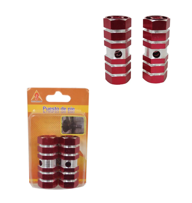 Aluminium Striped Bike Bicycle Pedal Foot Rest A x le Peg Pack Of 2 Assorted Colours
