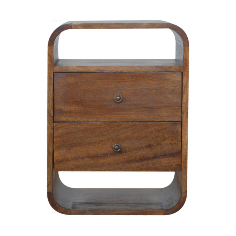 Artisan Furniture Solid Wood Chestnut Curve 2 Drawer Bedside