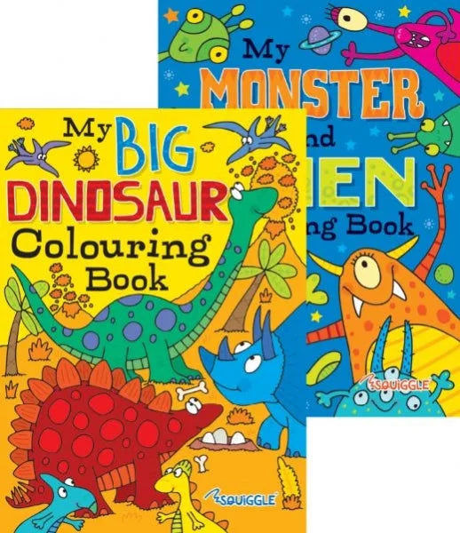 Children'S Fun Colouring Book Monsters Dinosaur Assorted Designs