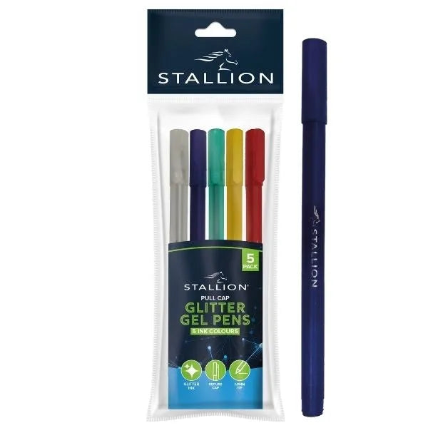 Glitter Gel Pens 5 Pack Assorted Colours