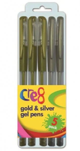 Cre8 Gold And Silver Gel Pens Pack Of 5