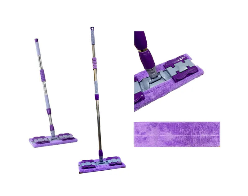 E x tendable Microfibre Flat Floor Mop + E x tra Mop Refill Pad 75 Assorted Colours