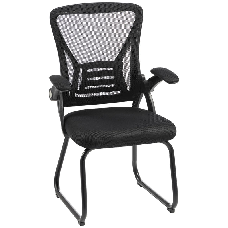 HOMCOM Office Chair, Ergonomic Desk Chair No Wheels with Mesh Backrest and Steel Legs for Home Conference Room, Black
