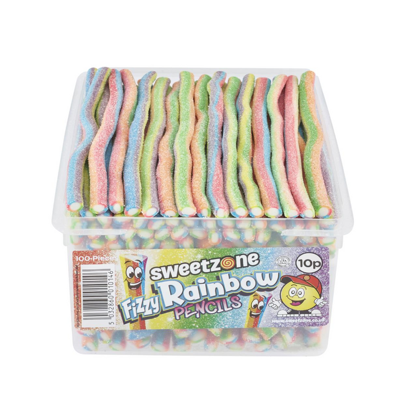 Fizzy Rainbow Pencils Tub 100 x Pieces Sweets