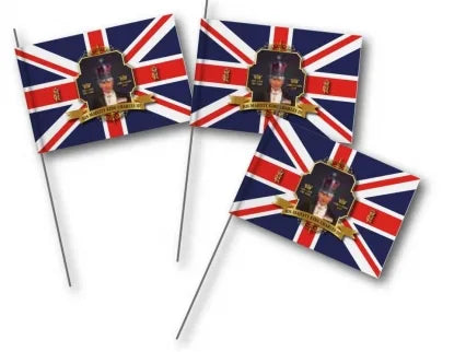 Coronation "His Majesty King Charles Iii" Hand Flags 4 Pack