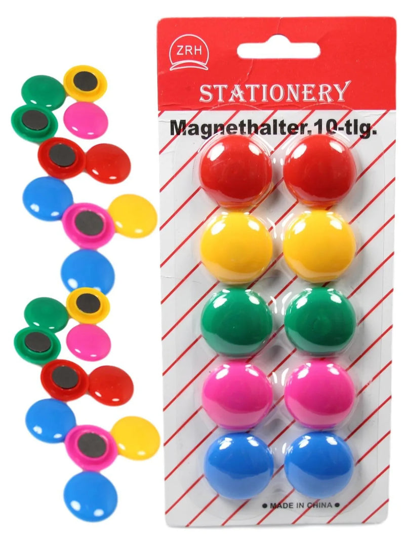 Round Fridge Freezer Magnets Pack Of 10 Assorted Colours