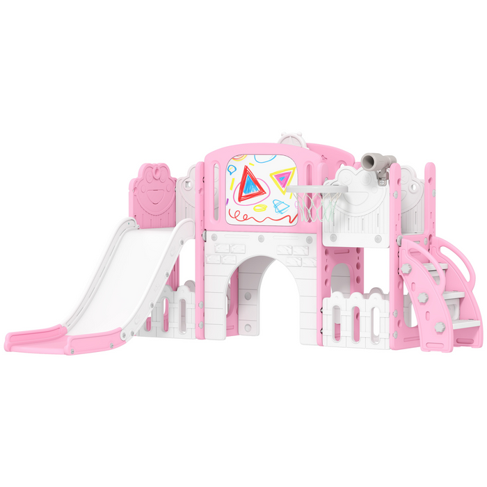 AIYAPLAY 7 in 1 Toddler Slide Set, Frog Theme Playset with Basketball Hoop