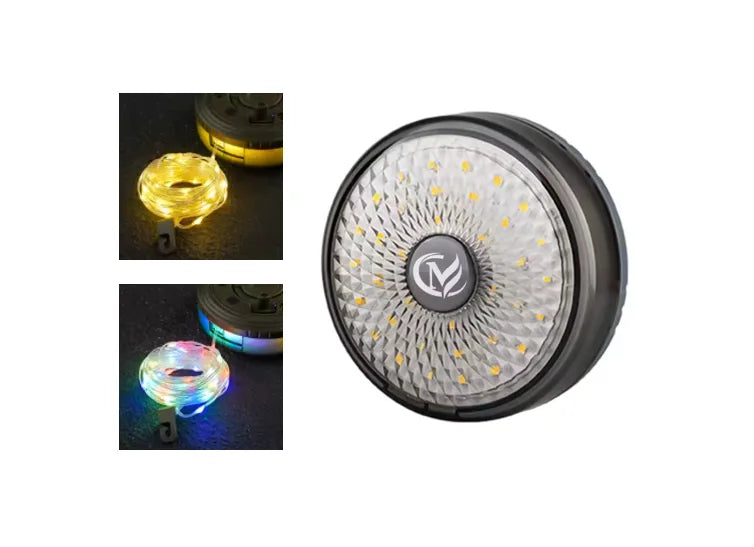 2 In 1 Retractable Usb Camping Light And Fairy String Lights On Wind Up Roll Assorted Colours