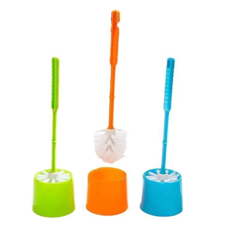Plastic Bathroom Toilet Brush With Holder Stand Assorted Colours