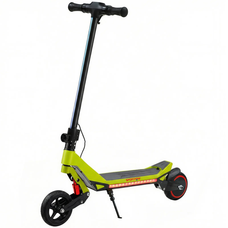 SPORTNOW Electric Scooter for Kids, Foldable E Scooter for Age Age 6 with LED Display, RGB lights, Up to 16km/h, Green