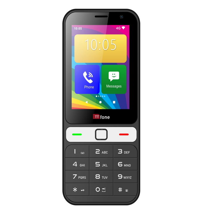 TTfone TT280  Simple 4G Dual SIM Bar Phone with Android, 2.8" Touchscreen, Keypad, 2MP Camera, USB-C - Easy to Use Unlocked Mobile (with USB Cable and Vodafone Sim Card)