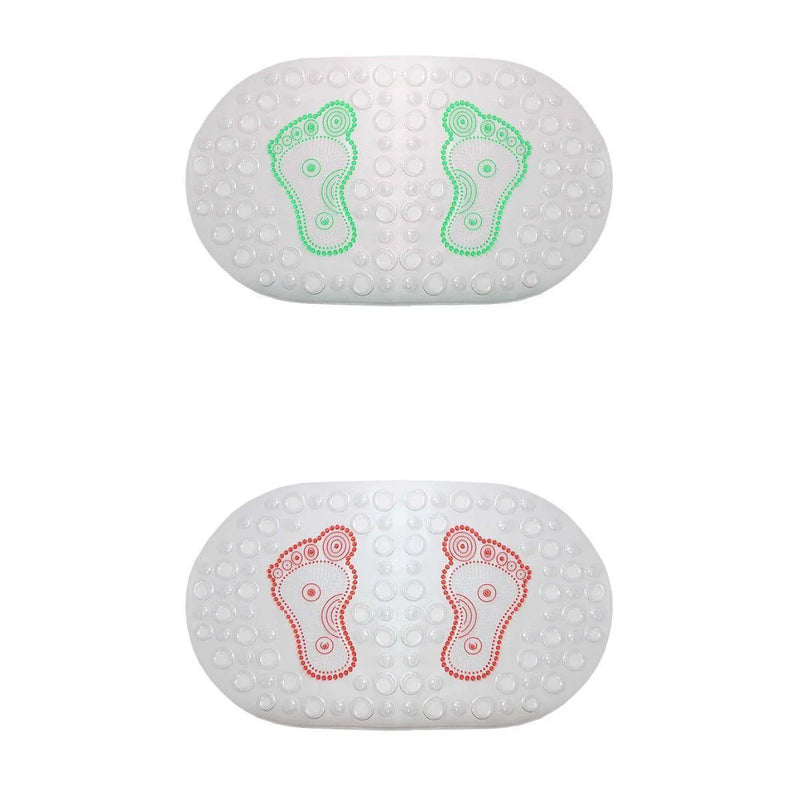 Transparent Oval Anti – Slip Bathroom Shower Bath Mat With Feet Design Assorted Colours