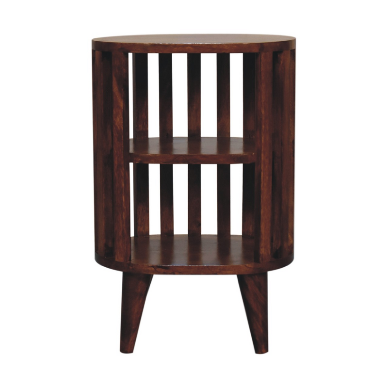 Artisan Furniture Solid Wood Ariella Double Shelf Chestnut Bedside, Brown, 2 Shelves