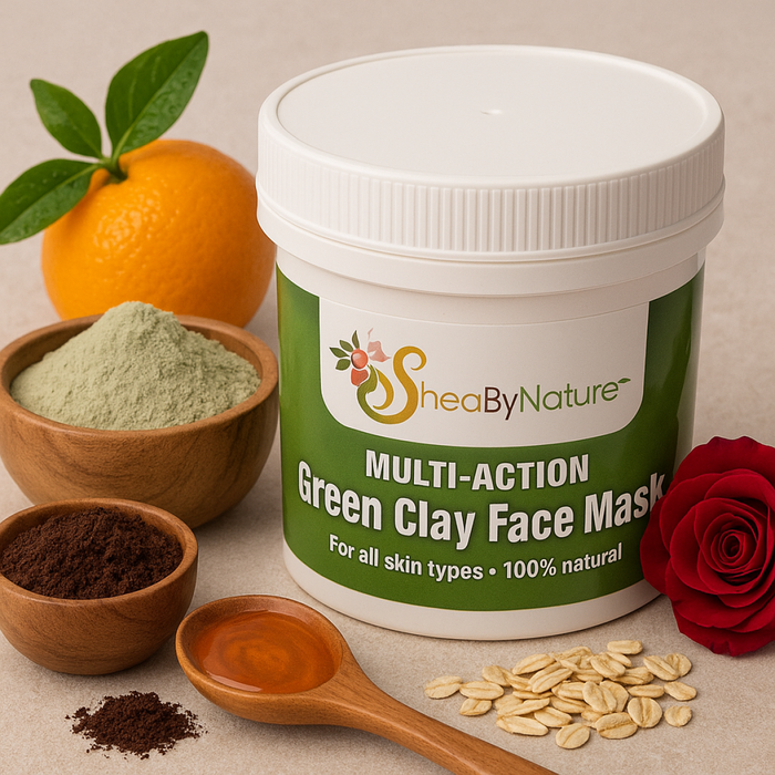 Multi-action Anti-Ageing French Green Clay Face Mask for Brightening, Revitalizing, Deep Cleanse, Detoxifying, Lifting and Exfoliating 200ml