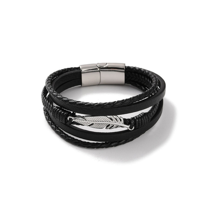 Men's Angel Feather Black Bracelet