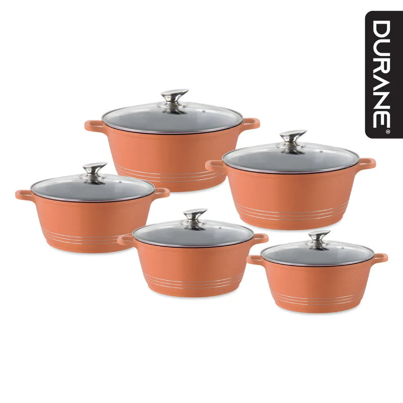 Durane Die Cast Stock Pot Set Of 5 Copper