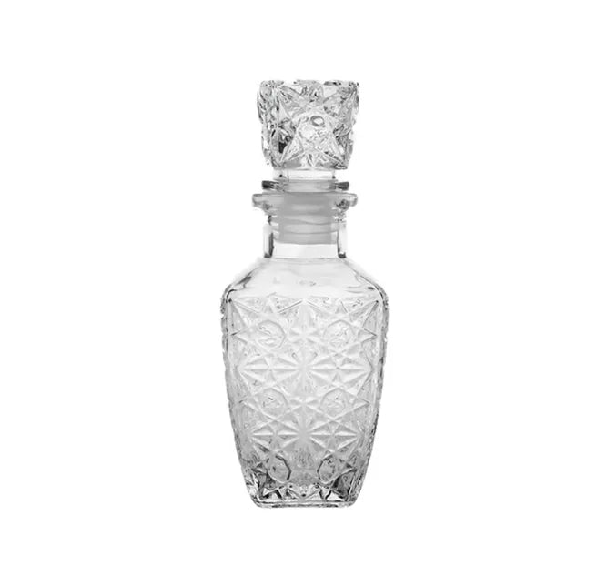 Elegant Square Patterned Glass Oil Vinegar Perfume Whiskey Decanter Bottle Medium