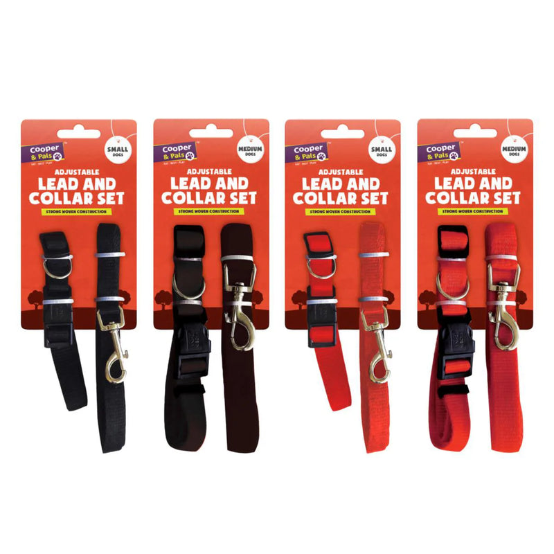 Small Medium Dog Lead And Collar Assorted Colours And Sizes