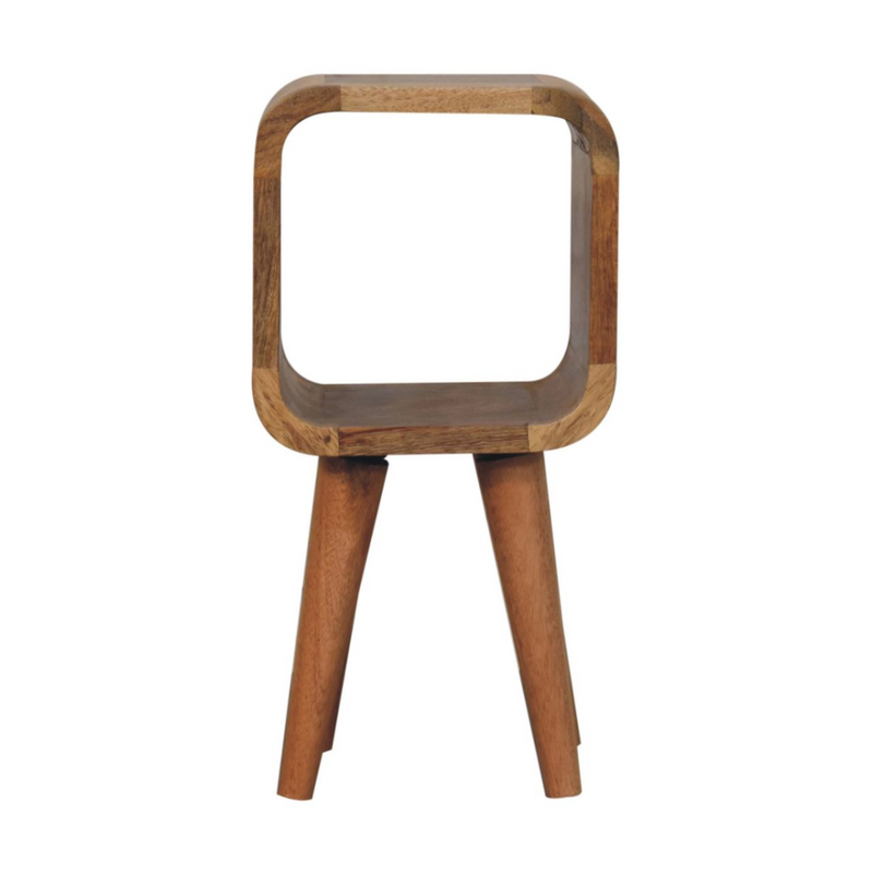 Artisan Furniture Solid Wood Extra Mini Minimalist Open Curved Oak-ish Bedside
