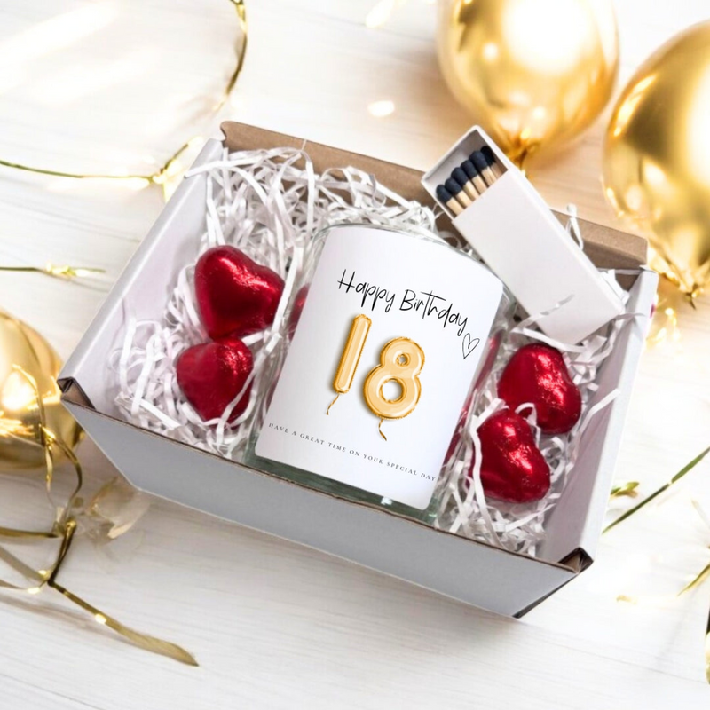18th Birthday Gold Balloons Candle Gift Set | Birthday Gift for Daughter