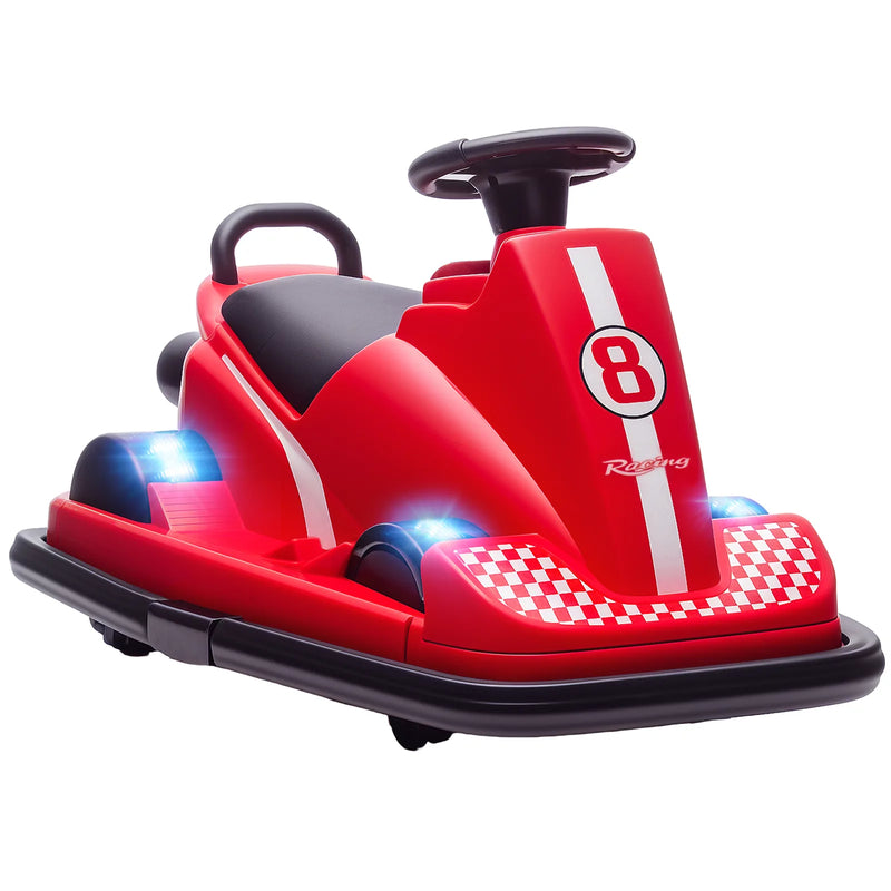AIYAPLAY Kids Bumper Car, 360° Rotation Spin Electric Walzer Car with LED Lights, Music for Ages 3-8 Years Old, Red