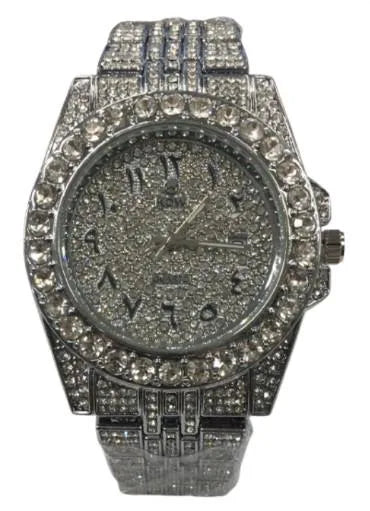 NY London Mens Fashion Bling Assorted Watch Dated Round Silver Arabic Dial Silver Bracelet Watch