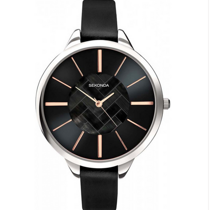 Sekonda Ladies Black Leather Strap Watch