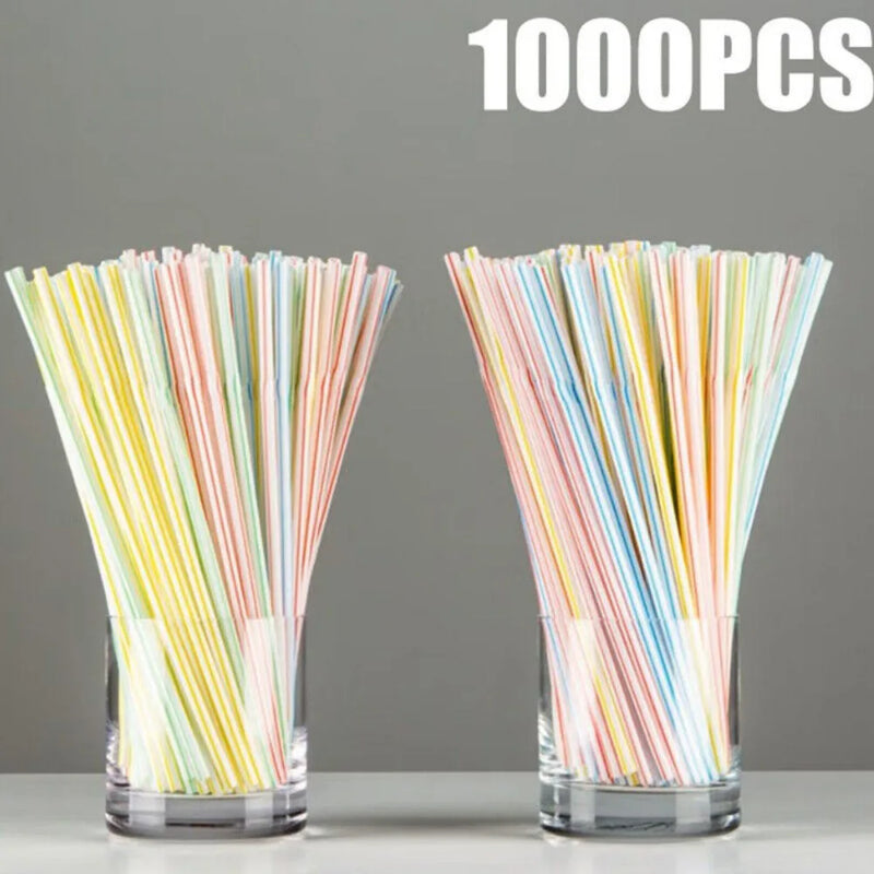 1000 x Plastic Straws Bendy Colourful Straw Birthday Wedding Summer Party Drink