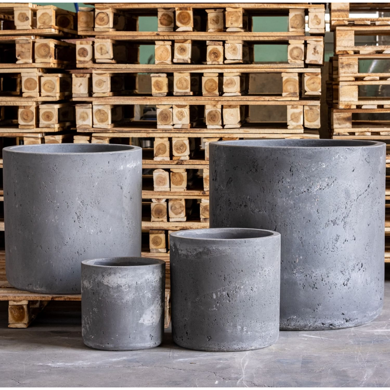 Aurella | Onyx Dusk – 40cm Large Concrete Cylinder Planter – 34L Round Plant Pot