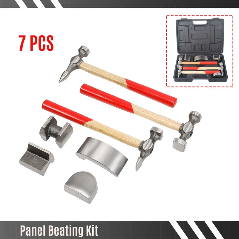 7x Auto Body Repair Tool Kit Craft Panel Beating Hammer and Dolly Set Hammer