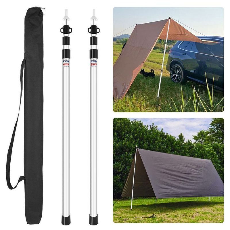 2x 230cm Tent Poles Telescopic Adjustable Awning Canopy Tarp Pole Support Rod UK