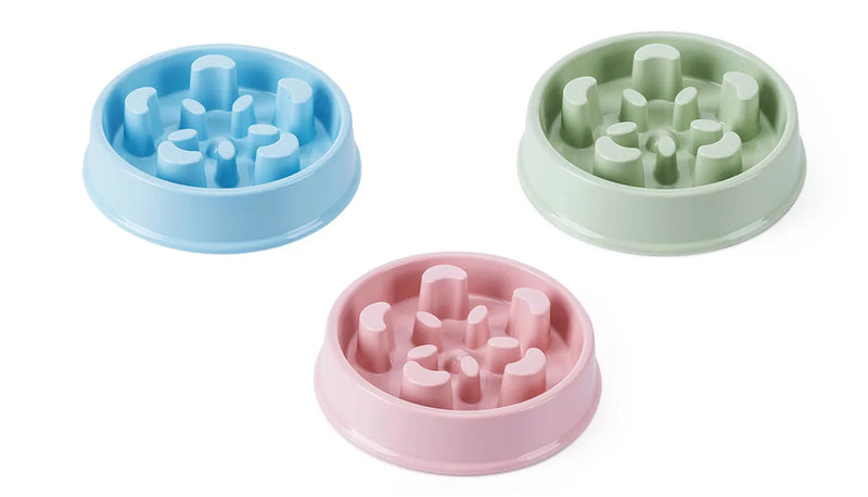 Pet Dog Food Slow Feeding Feeder Bowl Assorted Colours
