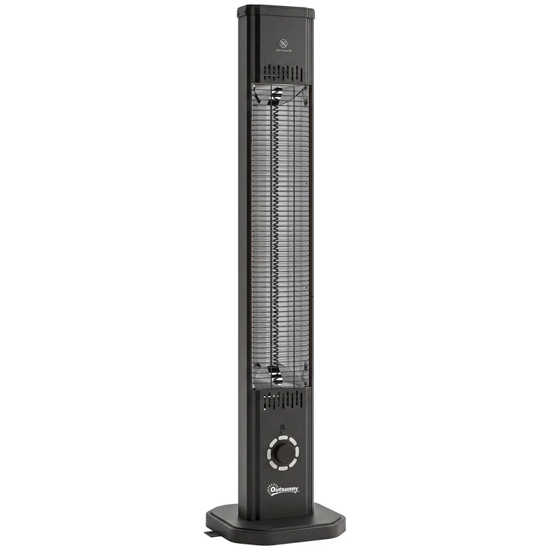 Outsunny 2000 W Electric Infrared Patio Heater with Cover, Free Standing/Wall Mounted IP65 Outdoor Garden Heater, Black