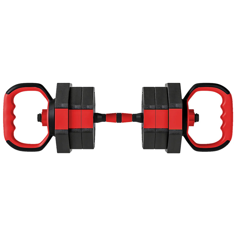 SPORTNOW 6-in-1 Adjustable Weight Dumbbells Set, Used as Kettlebell, Barbell, Dumbbell, Push-Up Stand, 20kg Free Weights Set for Men and Women Home Gym Training, Red