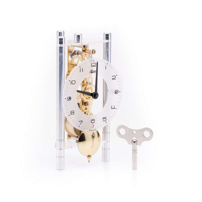 Wm Widdop Silver 3 Column Clock Arabic Dial