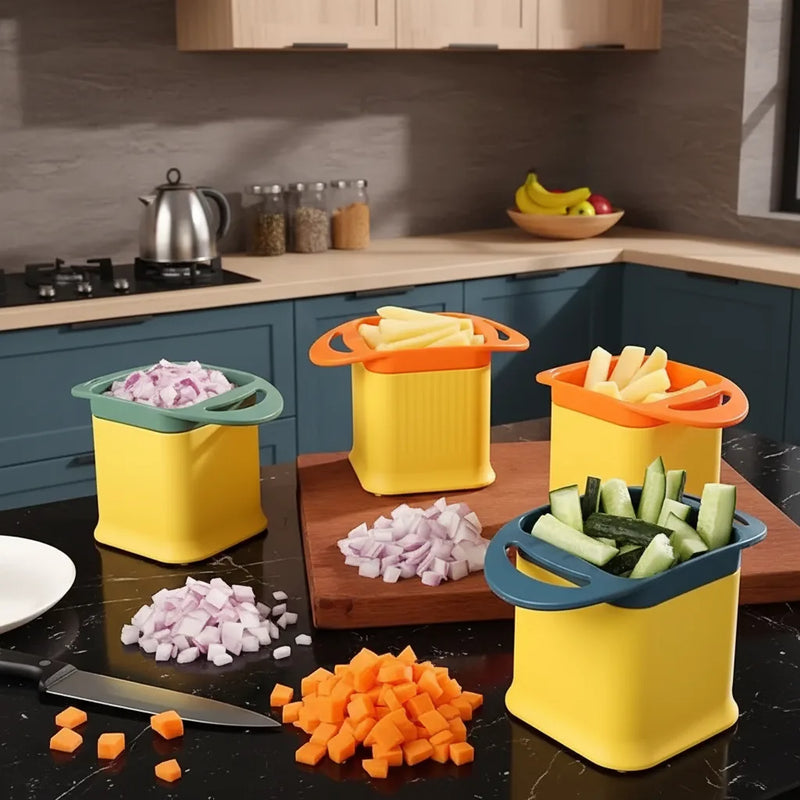 One Step Plastic Potato Chipper Fries Vegetable Cutter Assorted Colours