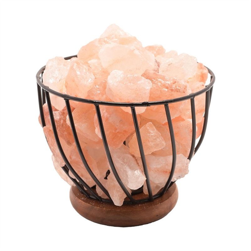 Himalayan Rock Salt Metal Basket Lamp