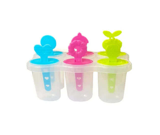 Plastic Ice Popsicle Maker Bo x 6 Popsicles Assorted Colours