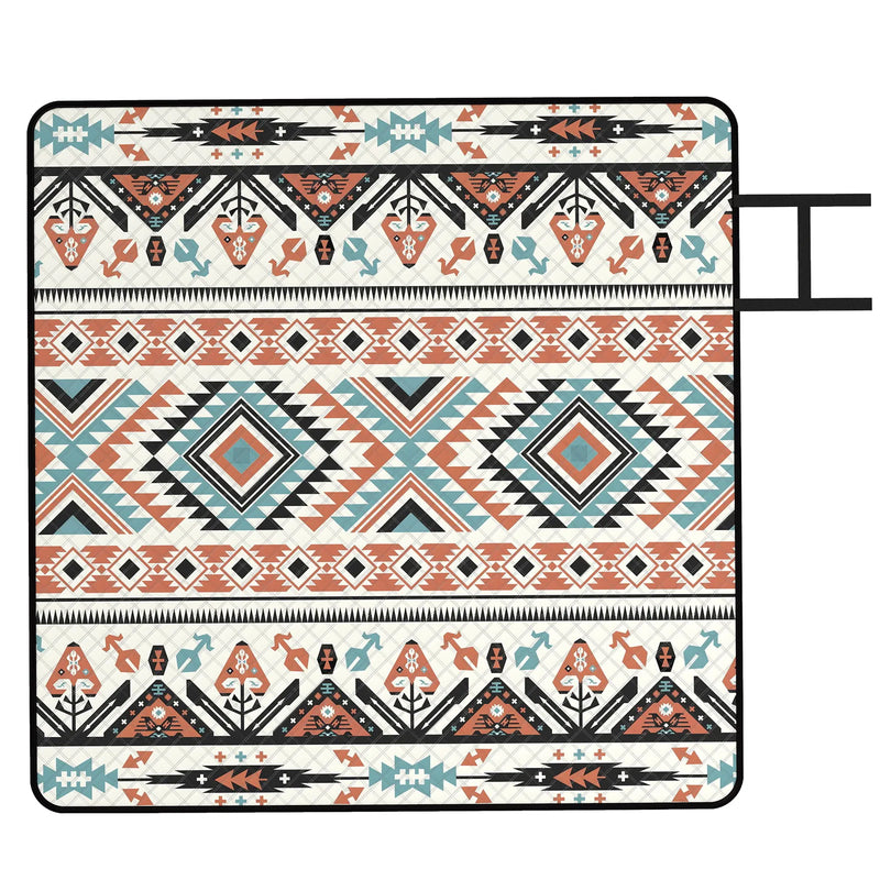 Outsunny Picnic Blanket, 200x200CM Large Beach Blanket Outdoor Picnic Mat with Integrated Strap for Camping, Mix-Colour
