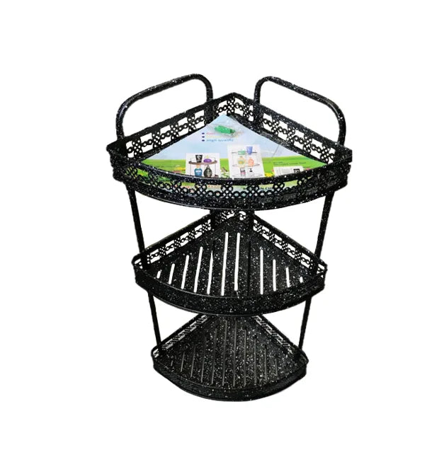 Metal Corner Shelf Rack 3 Tier Speckled Assorted Colours