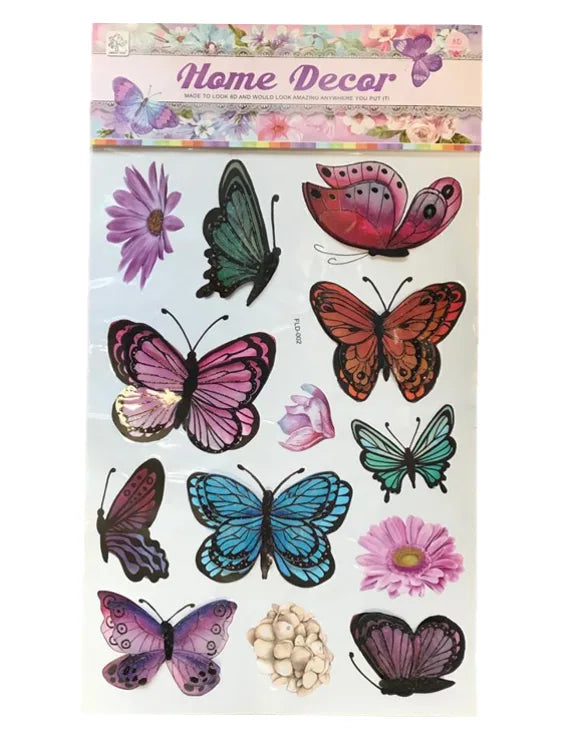 Room Decor 3D Effect Wall Stickers Butterfly Design Assorted Designs And Colours