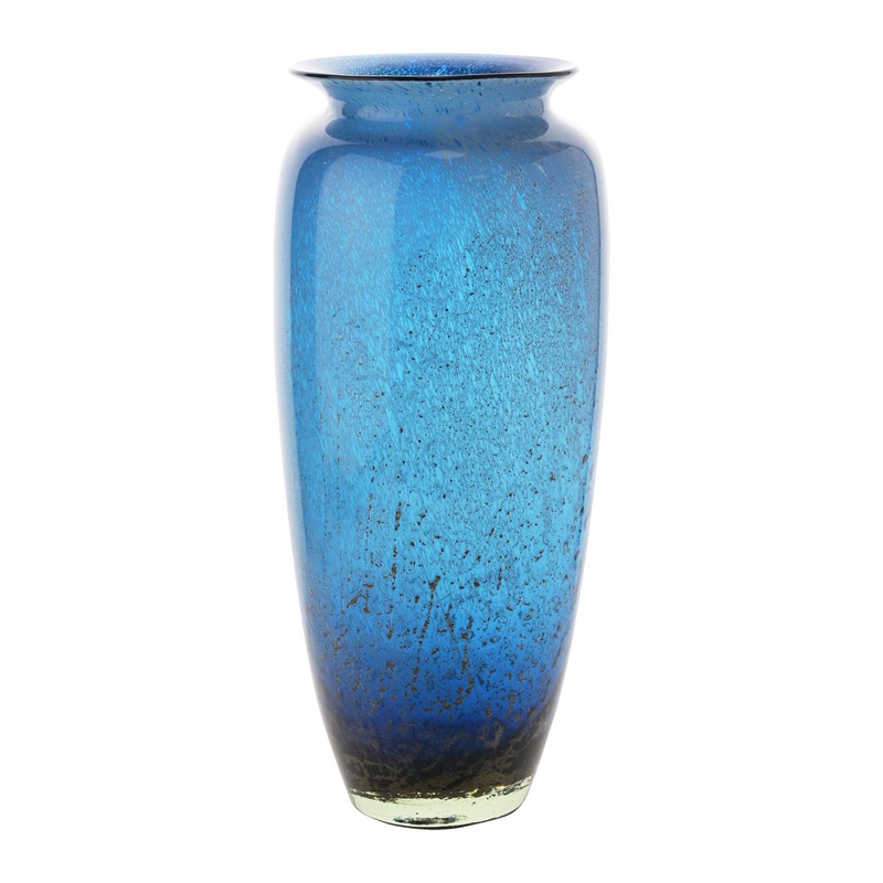 Objets d''Art Blue & Brown Tall Glass Vase 41cm