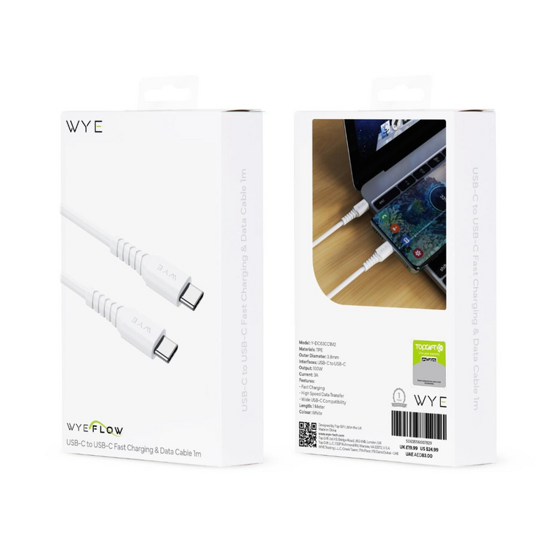 WYE USB-C to USB-C Fast Charging & Data Cable 1m