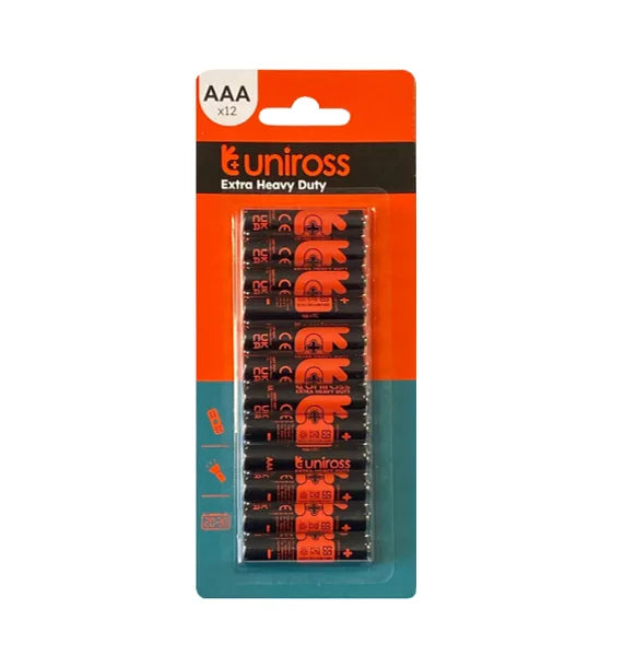 Uniross Aaa Batteries 1.5V R03 Pack Of 12 (Large Letter Rate)